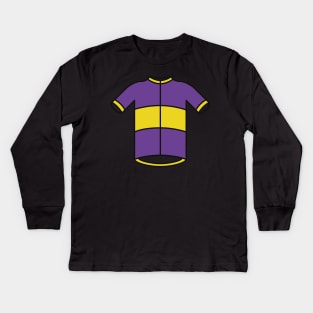 Purple & Yellow Cycling Jersey Pattern Kids Long Sleeve T-Shirt